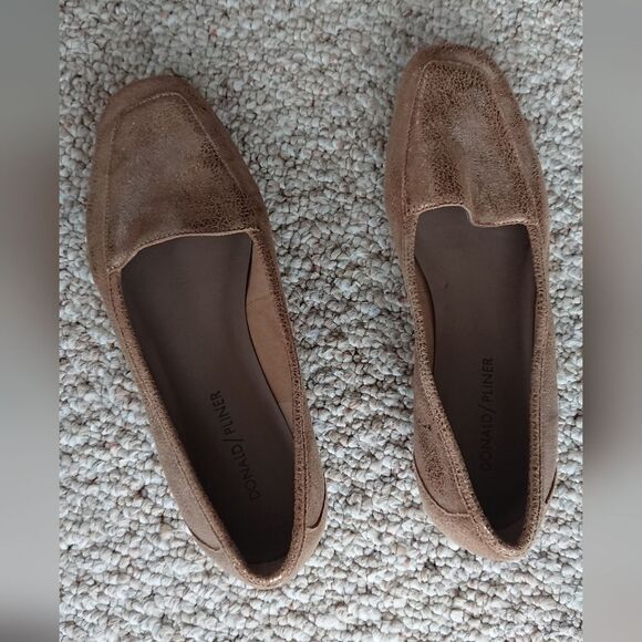 DONALD PLINER Gold Metallic DEEDEE Flats Loafers size 7.5M Slip On Square Toe - Picture 4 of 12